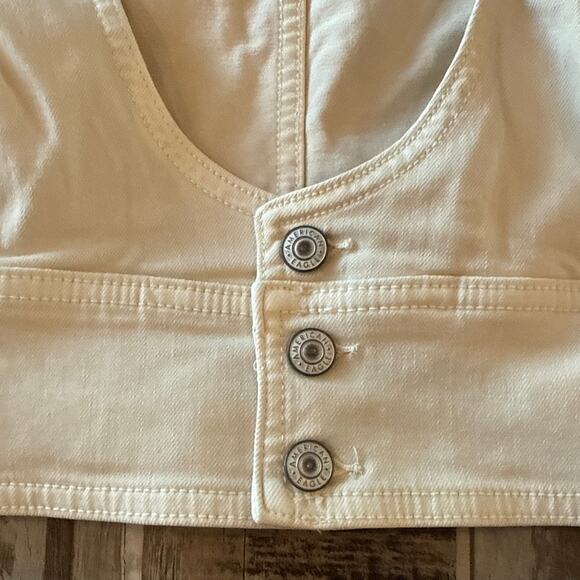 American Eagle Y2K Plunge Crop Vest Size Medium Button Closure Boho Festival - Picture 6 of 9